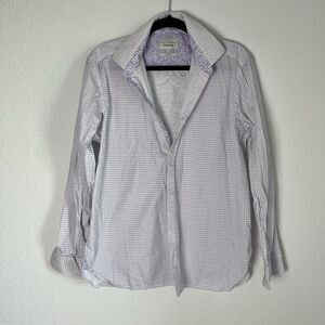 Ted Baker White Purple Long Sleeve Button Down Shirt 16.5 207